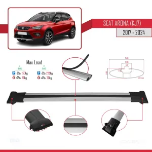 Seat Arona (KJ7) 2017 ve Sonrası ile Uyumlu FLY Model Ara Atkı Tavan Barı GRİ - Görsel 4