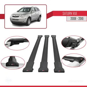 Saturn Vue Opel Antara 2008-2010 Arası ile Uyumlu FLY Model Ara Atkı Tavan Barı SİYAH 3 ADET BAR - Görsel 5