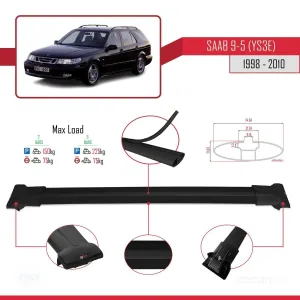 Saab 9-5 (YS3E) 1998-2010 Arası ile Uyumlu FLY Model Ara Atkı Tavan Barı SİYAH thumb 4