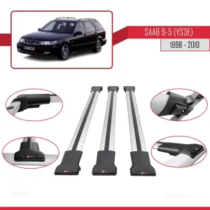 Saab 9-5 (YS3E) 1998-2010 Arası ile Uyumlu FLY Model Ara Atkı Tavan Barı GRİ 3 ADET BAR - Görsel 5