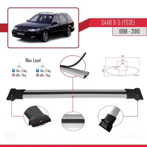 Saab 9-5 (YS3E) 1998-2010 Arası ile Uyumlu FLY Model Ara Atkı Tavan Barı GRİ thumb 4