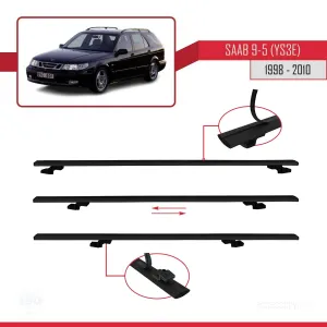Saab 9-5 (YS3E) 1998-2010 Arası ile uyumlu Basic Model Ara Atkı Tavan Barı SİYAH 3 ADET thumb 5