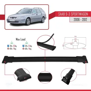 Saab 9-3 Sportwagon 2006-2012 (YS3F) Arası ile Uyumlu FLY Model Ara Atkı Tavan Barı SİYAH - Görsel 4