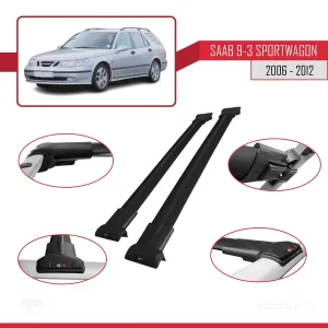 Saab 9-3 Sportwagon 2006-2012 (YS3F) Arası ile Uyumlu FLY Model Ara Atkı Tavan Barı SİYAH - Görsel 5