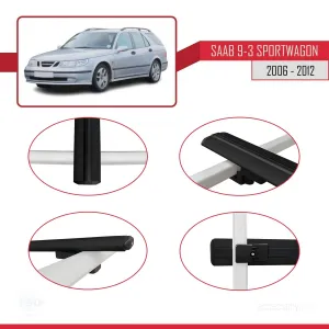 Saab 9-3 Sportwagon 2006-2012 Arası ile uyumlu Basic Model Ara Atkı Tavan Barı SİYAH 3 ADET thumb 4