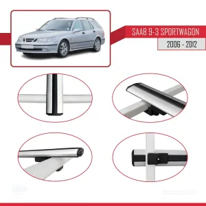 Saab 9-3 Sportwagon 2006-2012 (YS3F) Arası ile uyumlu Basic Model Ara Atkı Tavan Barı GRİ 3 ADET - Görsel 4