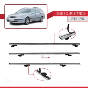 Saab 9-3 Sportwagon 2006-2012 (YS3F) Arası ile uyumlu Basic Model Ara Atkı Tavan Barı GRİ 3 ADET - Görsel 5