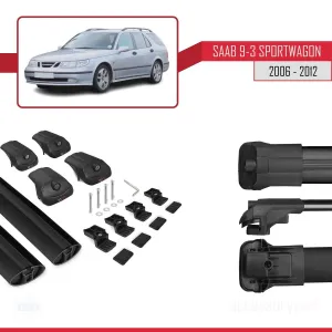Saab 9-3 Sportwagon 2006-2012 (YS3F) Arası ile uyumlu ACE-1 Ara Atkı Tavan Barı SİYAH - Görsel 5