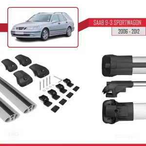 Saab 9-3 Sportwagon 2006-2012 (YS3F) Arası ile uyumlu ACE-1 Ara Atkı Tavan Barı GRİ - Görsel 5