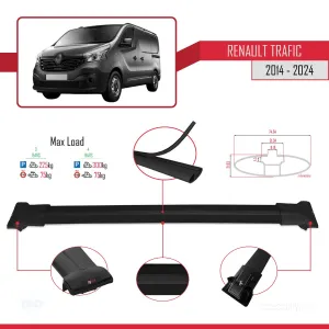 Renault Trafic 2014 ve Sonrası (X82) ile uyumlu FLY Model Ara Atkı Tavan Barı SİYAH 3 ADET BAR - Görsel 4