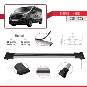 Renault Trafic 2014 ve Sonrası (X82) ile uyumlu FLY Model Ara Atkı Tavan Barı GRİ 4 ADET BAR - Görsel 4