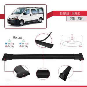Renault Trafic 2001-2014 (X83) Arası ile uyumlu FLY Model Ara Atkı Tavan Barı SİYAH 3 ADET BAR - Görsel 4