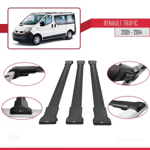 Renault Trafic 2001-2014 (X83) Arası ile uyumlu FLY Model Ara Atkı Tavan Barı SİYAH 3 ADET BAR - Görsel 5