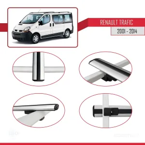 Renault Trafic 2001-2014 Arası ile uyumlu Basic Model Ara Atkı Tavan Barı GRİ 3 ADET thumb 4