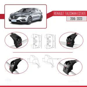 Renault Talisman Estate 2016-2023 Arası ile uyumlu ACE-2 Ara Atkı Tavan Barı GRİ thumb 5