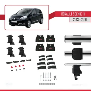 Renault Scenic III 2013-2016 Arası ile uyumlu ACE-4 Ara Atkı Tavan Barı GRİ - Görsel 4