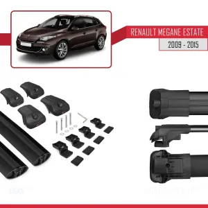 Renault Megane SW 2009-2015 Arası ile uyumlu ACE-1 Ara Atkı Tavan Barı SİYAH thumb 5