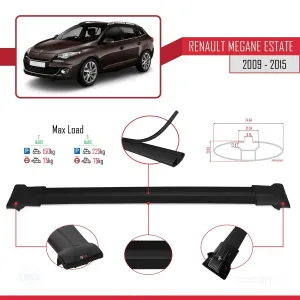 Renault Megane 3 2009-2015 Arası ile uyumlu FLY Model Ara Atkı Tavan Barı SİYAH - Görsel 4