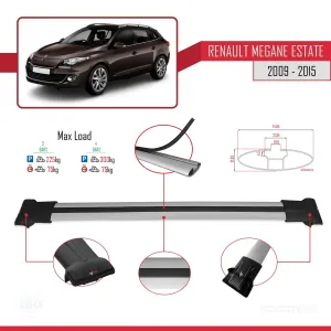 Renault Megane GRANDTOUR 2009-2015 Arası ile Uyumlu FLY Model Ara Atkı Tavan Barı GRİ 3 ADET BAR thumb 4