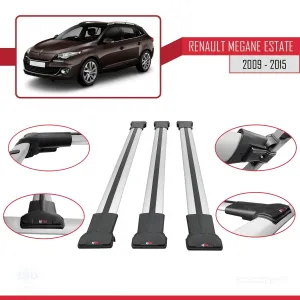 Renault Megane GRANDTOUR 2009-2015 Arası ile Uyumlu FLY Model Ara Atkı Tavan Barı GRİ 3 ADET BAR thumb 5