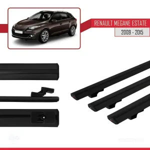 Renault Megane GRANDTOUR 2009-2015 Arası ile uyumlu Basic Model Ara Atkı Tavan Barı SİYAH 3 ADET thumb 3