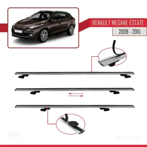 Renault Megane GRANDTOUR 2009-2015 Arası ile uyumlu Basic Model Ara Atkı Tavan Barı GRİ 3 ADET thumb 5