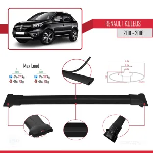 Renault Koleos 2011-2016 Arası ile Uyumlu FLY Model Ara Atkı Tavan Barı SİYAH 3 ADET BAR - Görsel 4