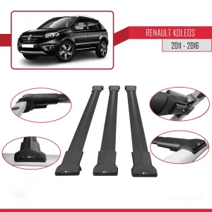 Renault Koleos 2011-2016 Arası ile Uyumlu FLY Model Ara Atkı Tavan Barı SİYAH 3 ADET BAR - Görsel 5