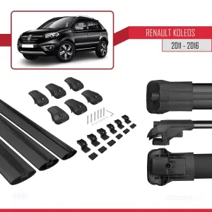 Renault Koleos 2011-2016 Arası ile uyumlu ACE-1 Ara Atkı Tavan Barı SİYAH 3 ADET BAR - Görsel 5