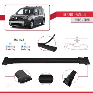 Renault Kangoo 2008-2020 Arası ile uyumlu FLY Model Ara Atkı Tavan Barı SİYAH 3 ADET BAR - Görsel 4