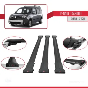 Renault Kangoo 2008-2020 Arası ile uyumlu FLY Model Ara Atkı Tavan Barı SİYAH 3 ADET BAR - Görsel 5