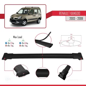 Renault Kangoo 2003-2008 Arası ile uyumlu FLY Model Ara Atkı Tavan Barı SİYAH 3 ADET BAR - Görsel 4