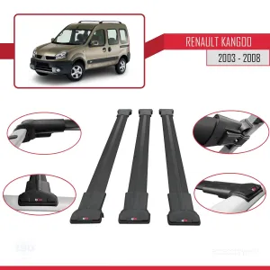 Renault Kangoo 2003-2008 Arası ile uyumlu FLY Model Ara Atkı Tavan Barı SİYAH 3 ADET BAR - Görsel 5