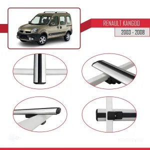 Renault Kangoo 2003-2008 Arası ile uyumlu Basic Model Ara Atkı Tavan Barı GRİ 3 ADET thumb 4