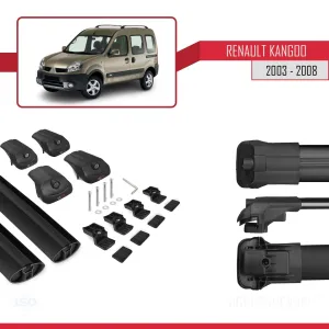 Renault Kangoo 2003-2008 Arası ile uyumlu ACE-1 Ara Atkı Tavan Barı SİYAH - Görsel 5