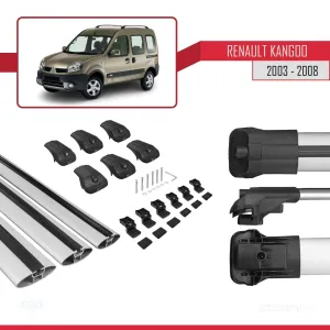 Renault Kangoo 2003-2008 Arası ile uyumlu ACE-1 Ara Atkı Tavan Barı GRİ 3 ADET BAR - Görsel 5