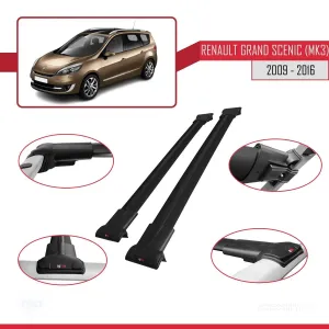 Renault Grand Scenic (Mk3) 2009-2016 Arası ile Uyumlu FLY Model Ara Atkı Tavan Barı SİYAH - Görsel 5