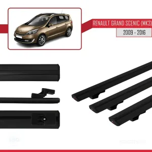 Renault Grand Scenic (Mk3) 2009-2016 Arası ile uyumlu Basic Model Ara Atkı Tavan Barı SİYAH 3 ADET thumb 3