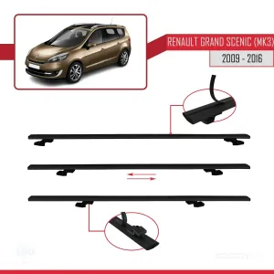Renault Grand Scenic (Mk3) 2009-2016 Arası ile uyumlu Basic Model Ara Atkı Tavan Barı SİYAH 3 ADET thumb 5