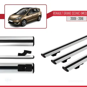 Renault Grand Scenic (Mk3) 2009-2016 Arası ile uyumlu Basic Model Ara Atkı Tavan Barı GRİ 3 ADET thumb 3