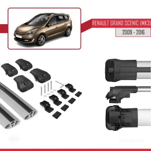 Renault Grand Scenic (Mk3) 2009-2016 Arası ile uyumlu ACE-1 Ara Atkı Tavan Barı GRİ thumb 5