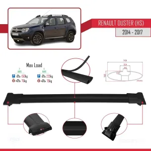 Dacia Duster (HS) 2014-2017 Arası ile Uyumlu FLY Model Ara Atkı Tavan Barı SİYAH - Görsel 4