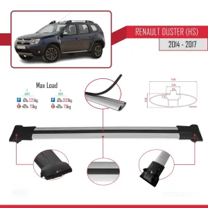 Renault Duster (HS) 2014-2017 Arası ile Uyumlu FLY Model Ara Atkı Tavan Barı GRİ 3 ADET BAR thumb 4