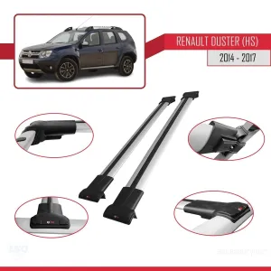 Dacia Duster (HS) 2014-2017 Arası ile Uyumlu FLY Model Ara Atkı Tavan Barı GRİ - Görsel 5