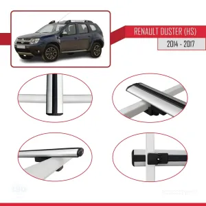 Dacia Duster (HS) 2014-2017 Arası ile uyumlu Basic Model Ara Atkı Tavan Barı GRİ 3 ADET - Görsel 4