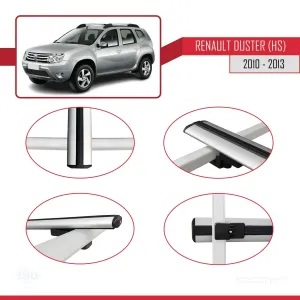 Renault Duster (HS) 2010-2013 Arası ile uyumlu Basic Model Ara Atkı Tavan Barı GRİ 3 ADET thumb 4