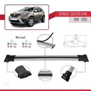 Renault Duster (HM) 2018-2023 Arası ile Uyumlu FLY Model Ara Atkı Tavan Barı GRİ thumb 4