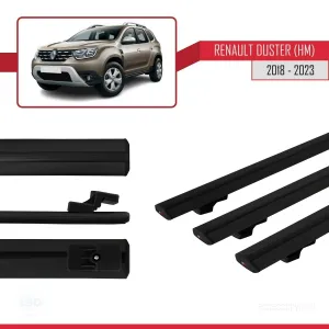 Renault Duster (HM) 2018-2023 Arası ile uyumlu Basic Model Ara Atkı Tavan Barı SİYAH 3 ADET thumb 3