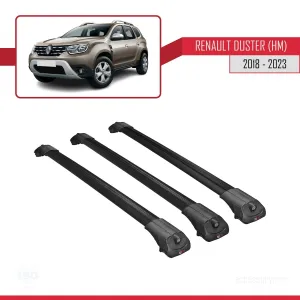 Dacia Duster (HM) 2018-2023 Arası ile uyumlu ACE-1 Ara Atkı Tavan Barı SİYAH 3 ADET BAR - Görsel 3