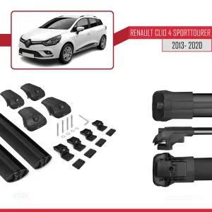Renault Clio Sport Tourer - SW 2013-2020 Arası ile uyumlu ACE-1 Ara Atkı Tavan Barı SİYAH thumb 5
